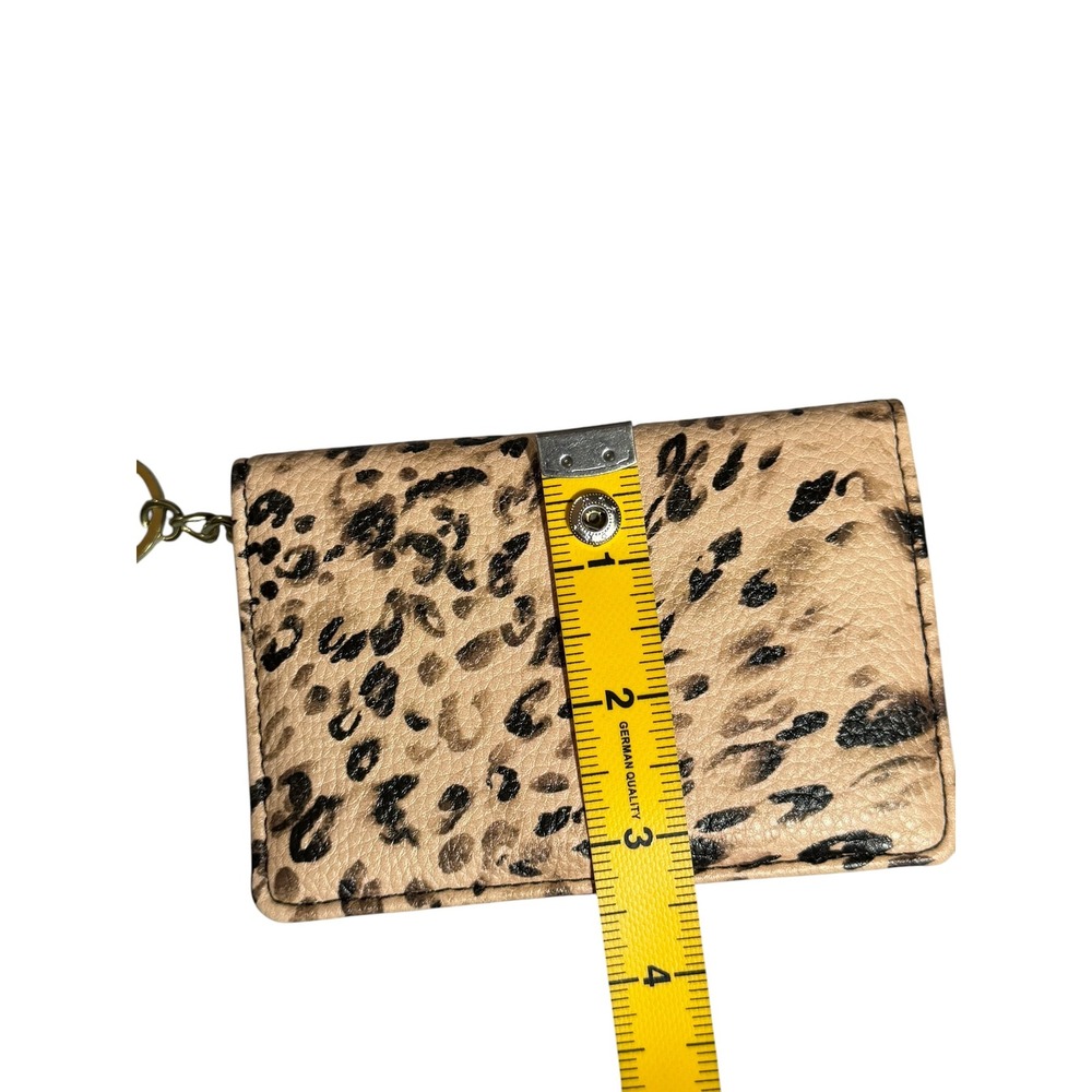 Juicy Couture Leopard Print Bifold Wallet Keychain Card Holder Tan Black - Picture 6 of 6